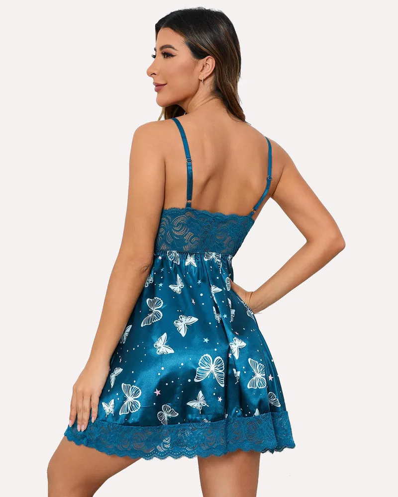 Lace Fairy Satin Lingerie Slips Dress Nightie