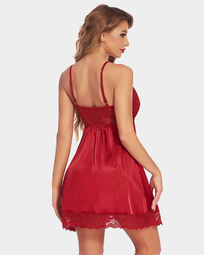 Lace Fairy Satin Lingerie Slips Dress Nightie