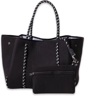 Large Neoprene Tote Bag for Women - Everyday Designer Handbag for Travel Work and Beach with Pockets and Zipper Pouch
