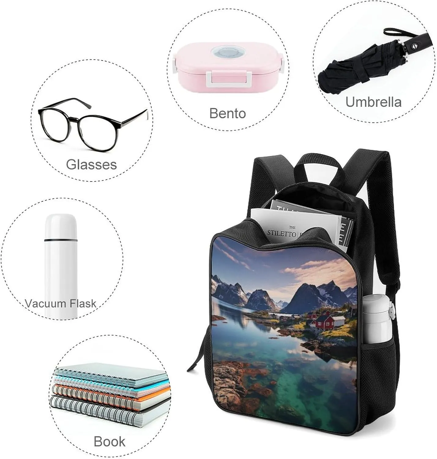 Lightweight Backpacks Cute Travel Bag Durable Norway Islands Printing Small Travel Backpack For Women & Men