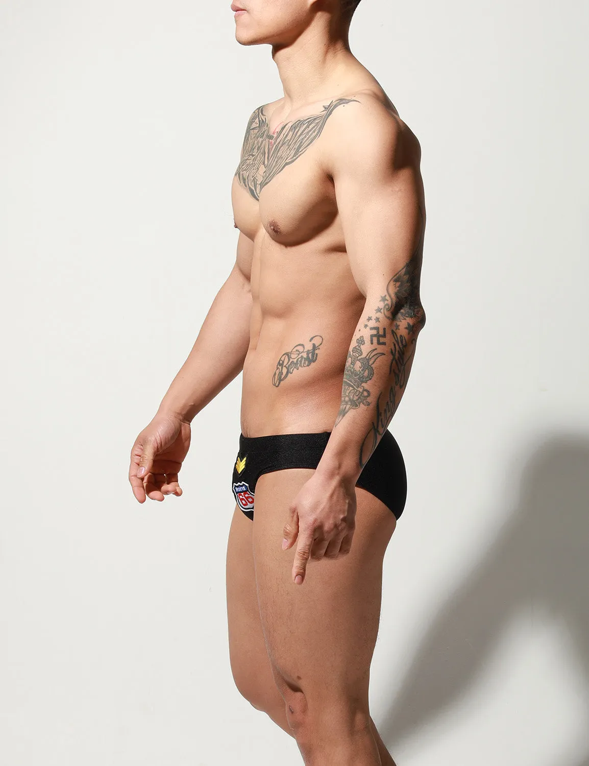 Low Rise Sexy Shiny Badge Bikini Swim S3038