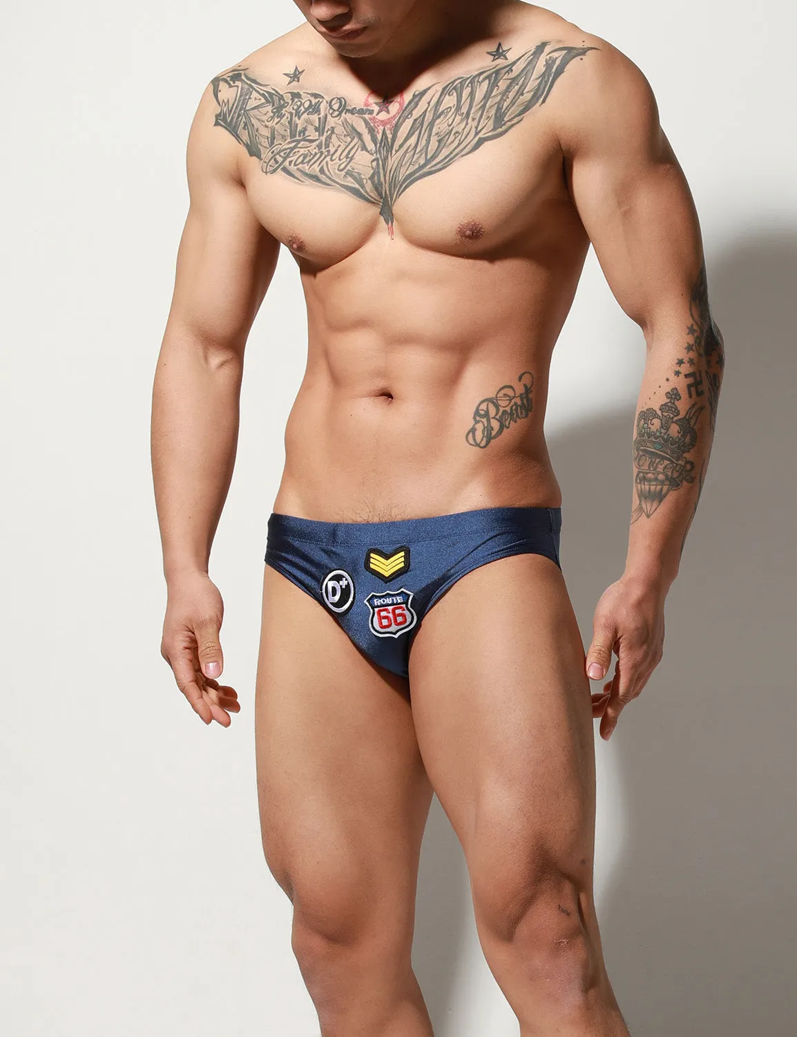Low Rise Sexy Shiny Badge Bikini Swim S3038