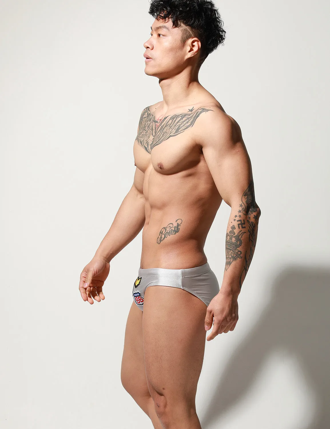 Low Rise Sexy Shiny Badge Bikini Swim S3038