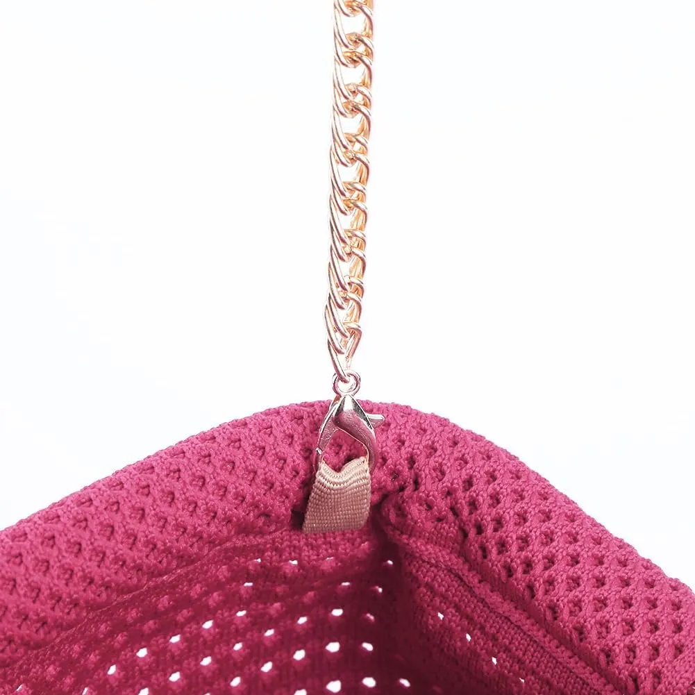 Lushandy Crochet Clutch Purses for Women, Beach Clutch Purse Summer Crossbody Purse Kiss Lock Evening Handbag Dumpling Bag