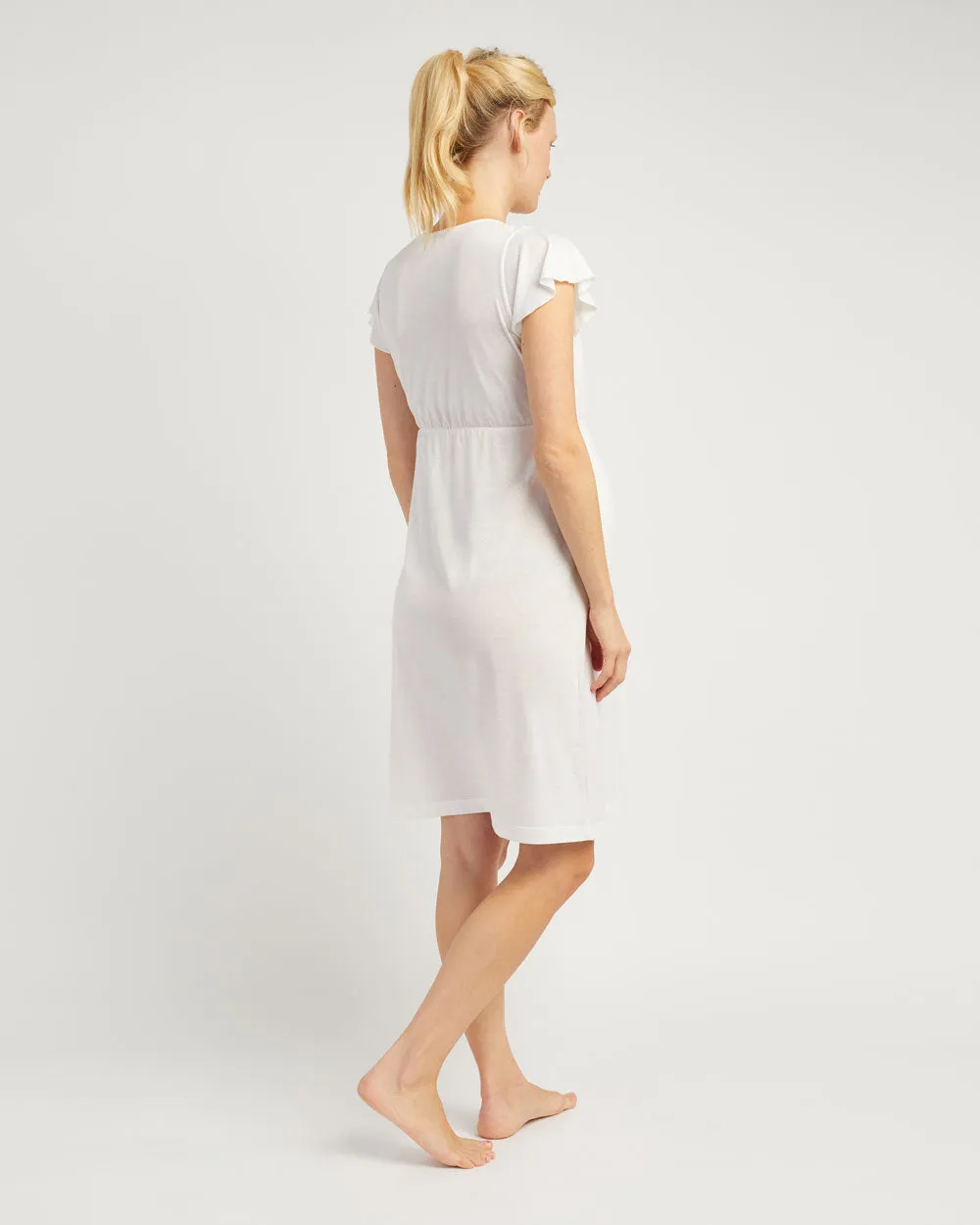 Maternity & Nursing Short Sleeve Jersey Nightdress - Antique White