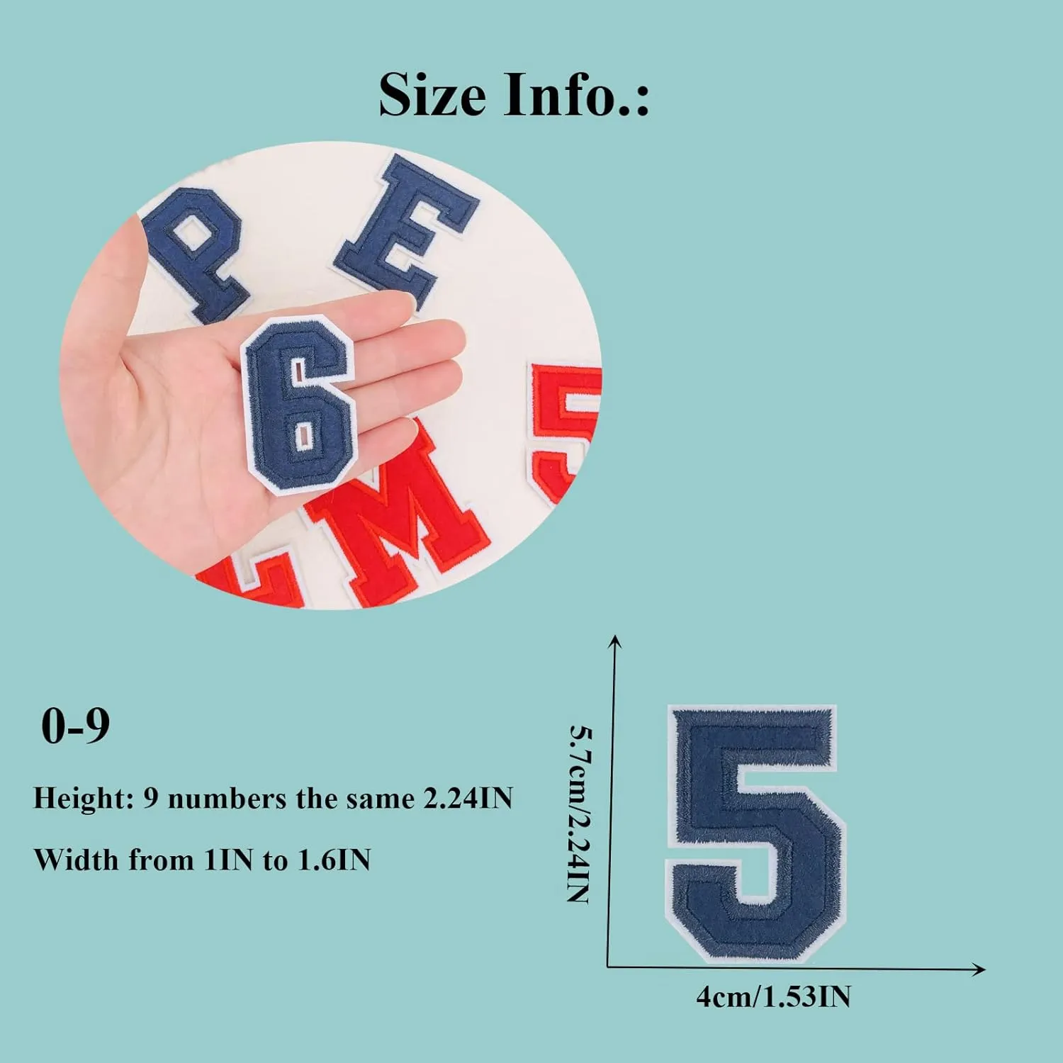 Medium Iron on Numbers for Clothing Jeysey Hat Backpacks Clothes Embroidered Number Patches Navy Blue 0-9 Fabric Felt Monogram Appliques Sew on Heat Transfer Varsity Letter Patches
