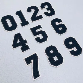 Medium Iron on Numbers for Clothing Jeysey Hat Backpacks Clothes Embroidered Number Patches Navy Blue 0-9 Fabric Felt Monogram Appliques Sew on Heat Transfer Varsity Letter Patches