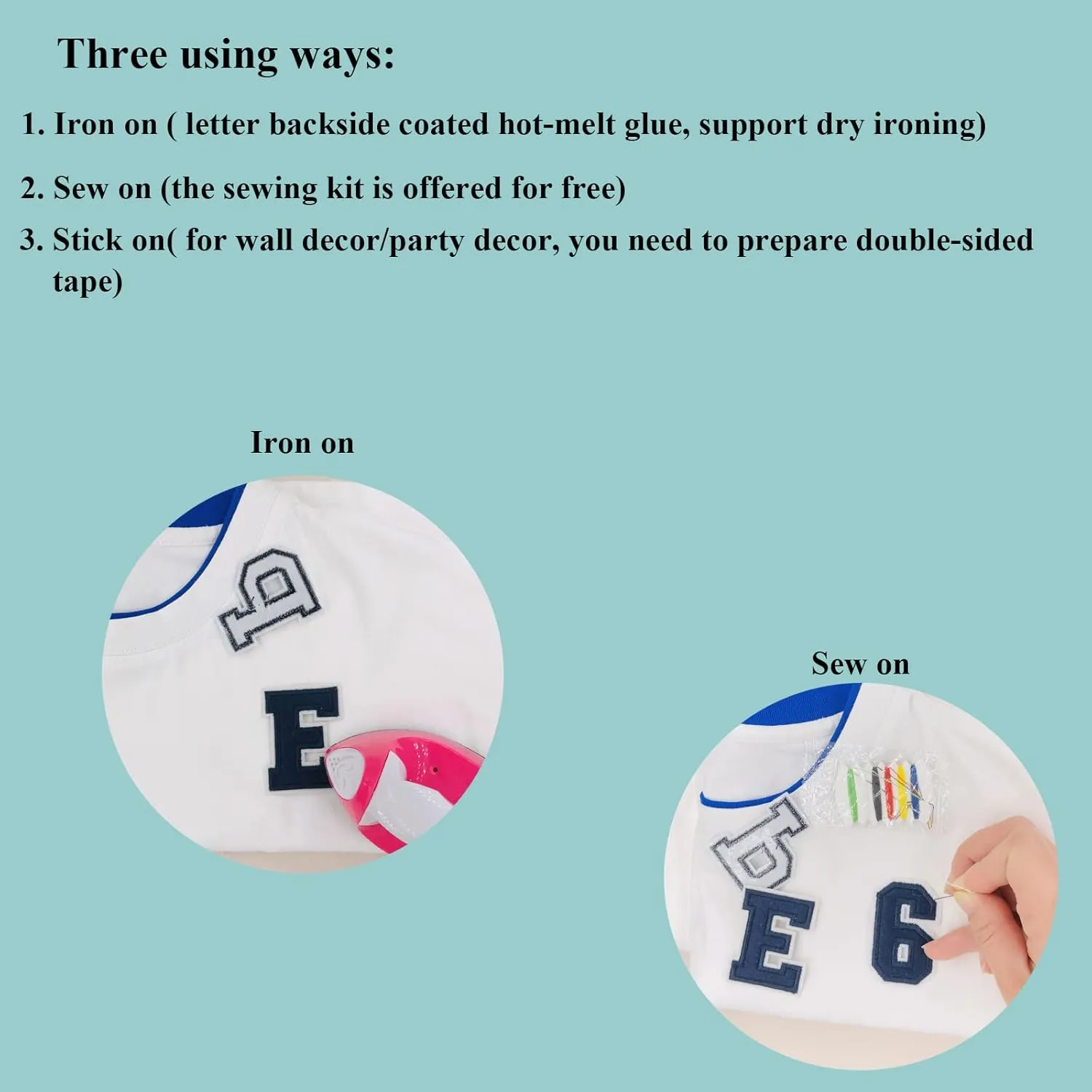 Medium Iron on Numbers for Clothing Jeysey Hat Backpacks Clothes Embroidered Number Patches Navy Blue 0-9 Fabric Felt Monogram Appliques Sew on Heat Transfer Varsity Letter Patches