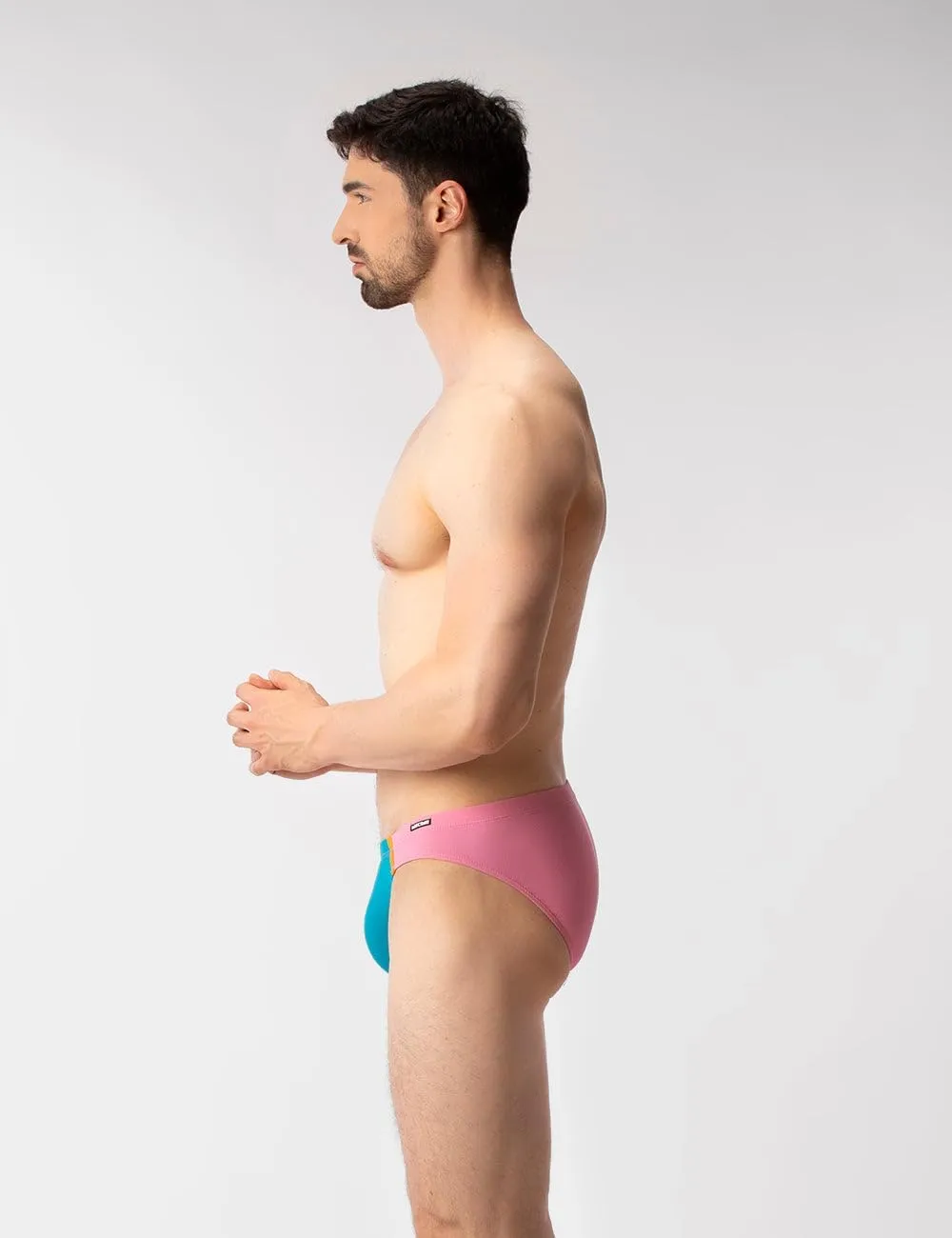 Mens Bottom_only Swimwear - Avas Swim Brief Blue-Rose-Orange