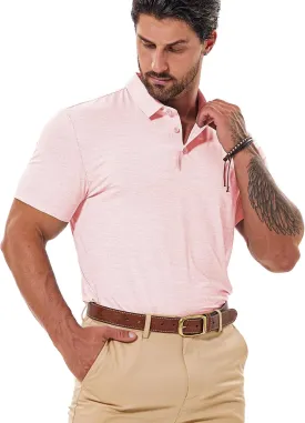 Mens Dry Fit Golf Shirt Performance Polo Short Sleeve Moisture Wicking Seamless Tech Cooling Feel UPF 40 