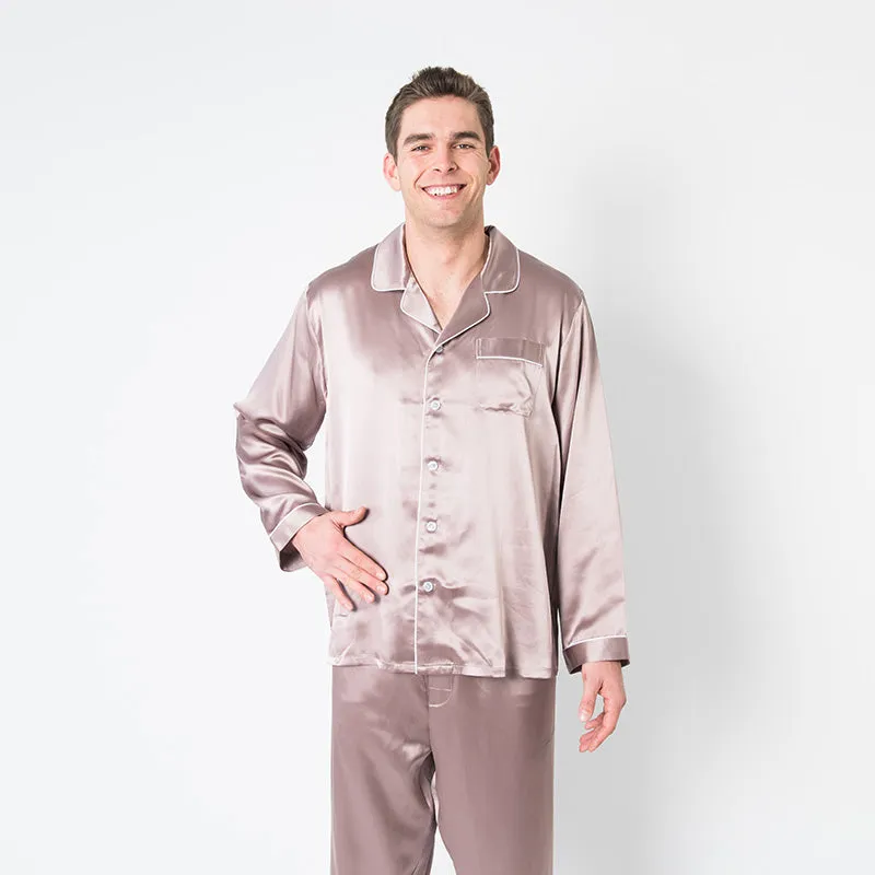Men's Mulberry Silk Pajama Set Taupe