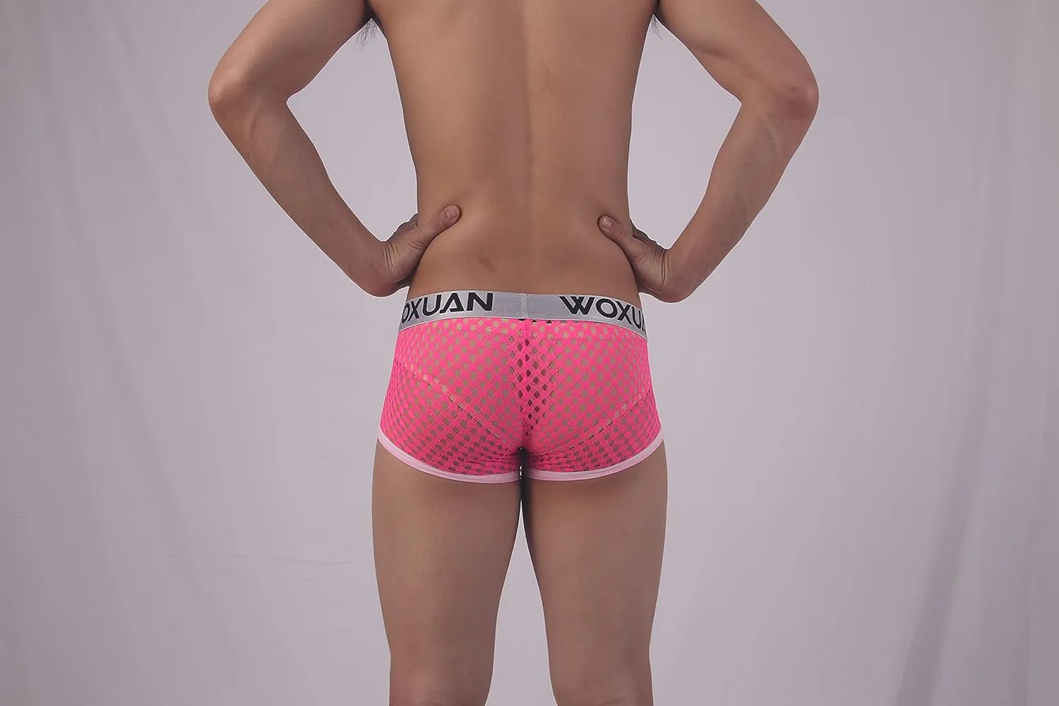 Men's Transparent Mesh Boxer Briefs Underwear Trunks Bulge Pouch Boxer Trunks Underwear Panties