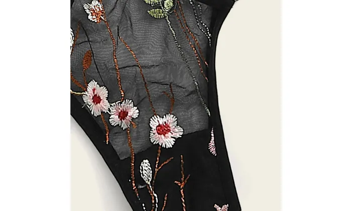 New Imitated Silk Black Two Piece Lace Pajama Set