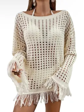 Off white net beach and pool coverup