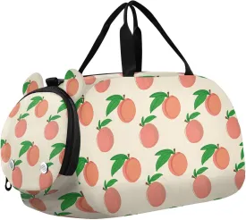 Peach Leaves Beige Kids Travel Duffel Bag for Boys Girls Overnight Weekend Tote Bag with Shoes Compartment for Trip Beach Gym