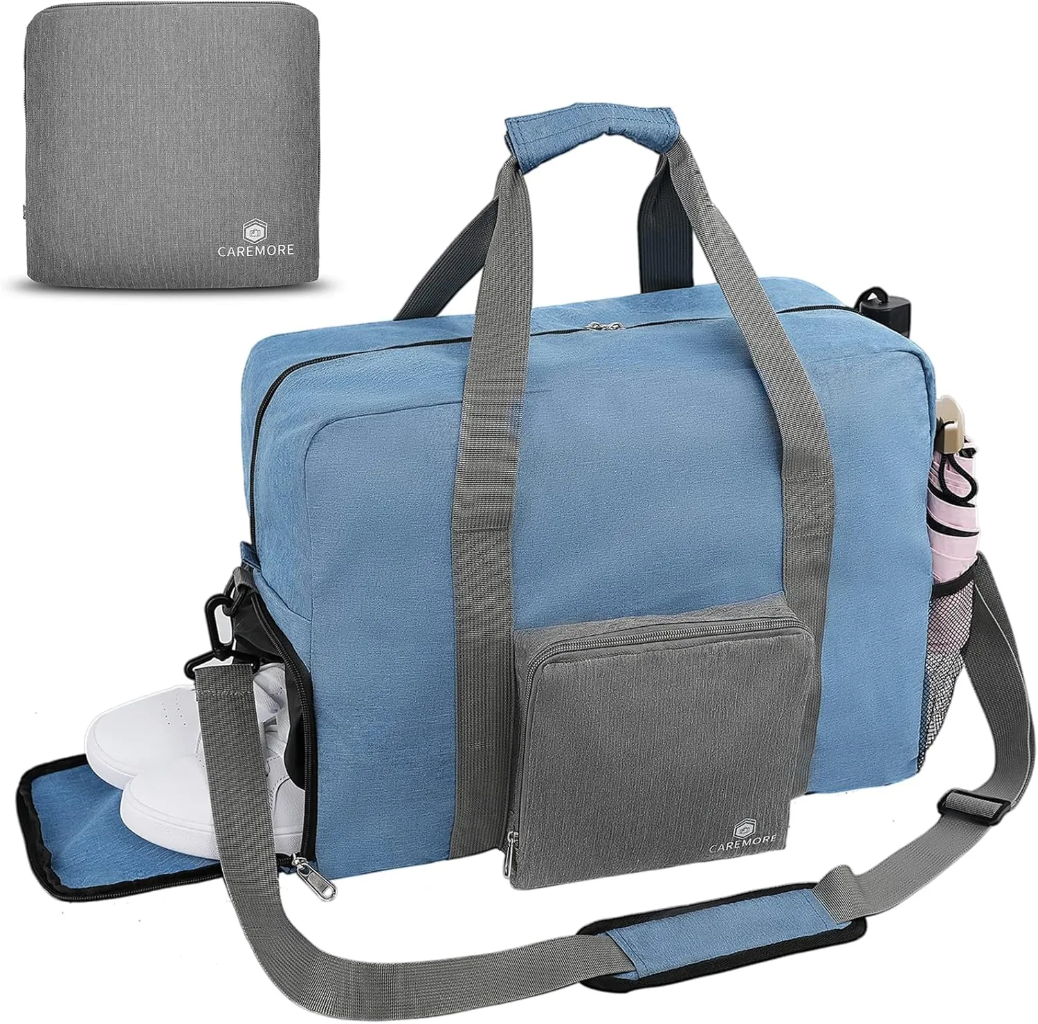 Personal Item Travel Duffel, Waterproof Gym Bag With Shoe Compartment, Frontier Airlines 18x14x8, Weekend/Overnight/Swim/Workout/Sports Bag