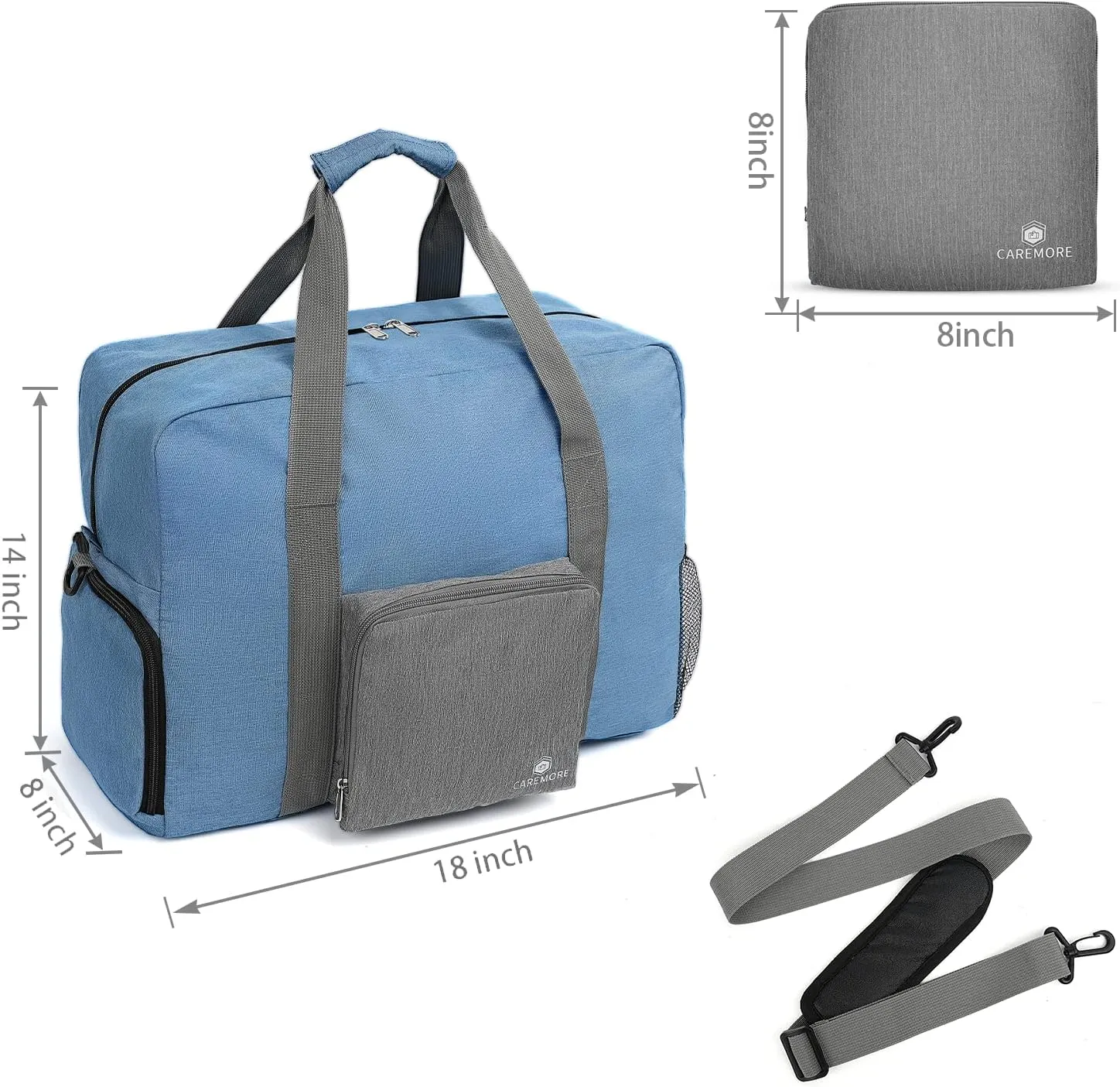 Personal Item Travel Duffel, Waterproof Gym Bag With Shoe Compartment, Frontier Airlines 18x14x8, Weekend/Overnight/Swim/Workout/Sports Bag