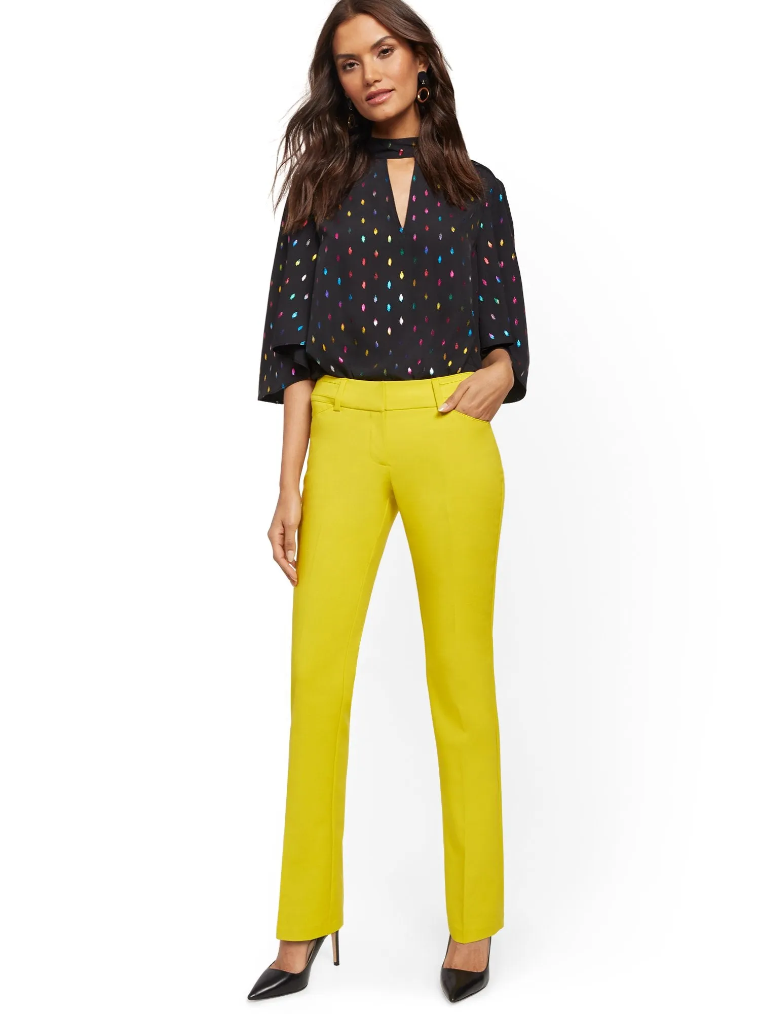 Petite Straight-Leg Pant - Signature Fit - All-Season Stretch - 7th Avenue