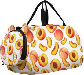 Pink Yellow Peach Kids Travel Duffel Bag for Boys Girls Overnight Weekend Tote Bag with Shoes Compartment for Beach Swim Trip