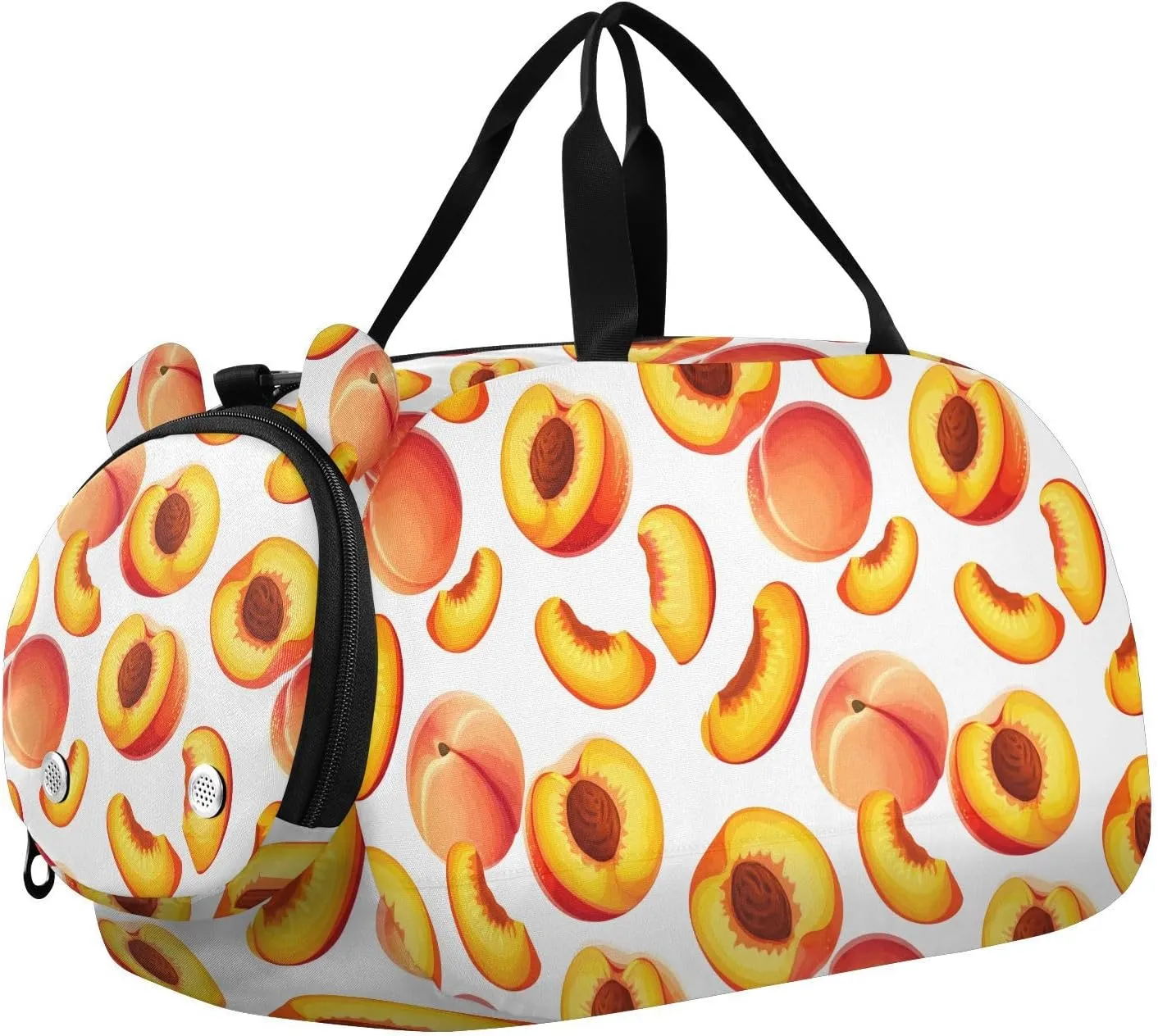 Pink Yellow Peach Kids Travel Duffel Bag for Boys Girls Overnight Weekend Tote Bag with Shoes Compartment for Beach Swim Trip