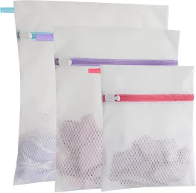 Polecasa Premium 125g Diamond Mesh Laundry Bags with Sturdy Zipper for Delicates - 3 Pack Durable Laundry Wash Bags - Protect Clothes in Washing Machine - 1 Large, 1 Medium, 1 Small
