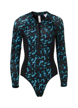 Polly Long Sleeve One Piece Lycra Blots Blue
