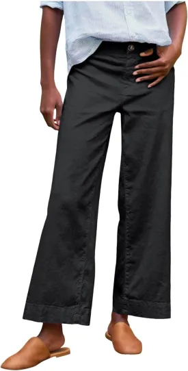 PTOLOCIF Linen Pants for Women Wide Leg Palazzo Pants High Waisted Summer Casual Cotton Linen Boho Pants with Pockets
