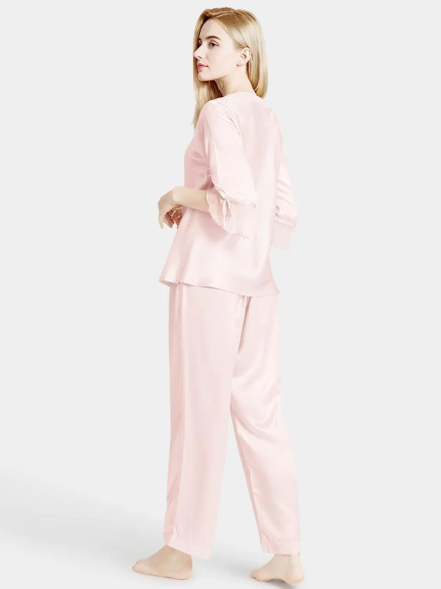 Pure 22 Momme 100% Mulberry Silk Luxury Long Silk Pajamas for Women