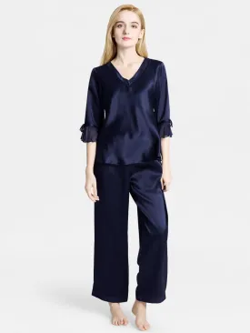 Pure 22 Momme 100% Mulberry Silk Luxury Long Silk Pajamas for Women