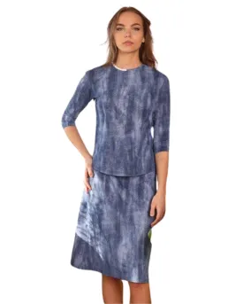 SEA-3 Light Denim A Line Swim Skirt 27" Length