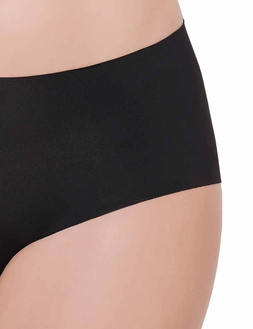 Seamless Mid Waist Full Coverage Everyday Wear Hipster Panty - Black