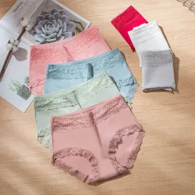 Set of 12 Women's Comfortable Soft Cotton Lace Briefs