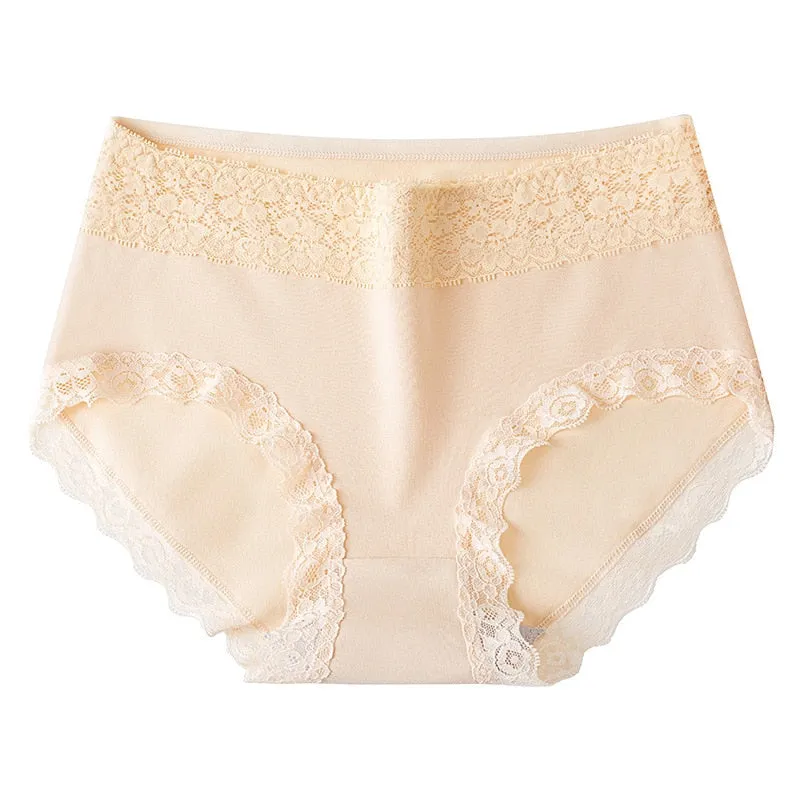 Set of 12 Women's Comfortable Soft Cotton Lace Briefs