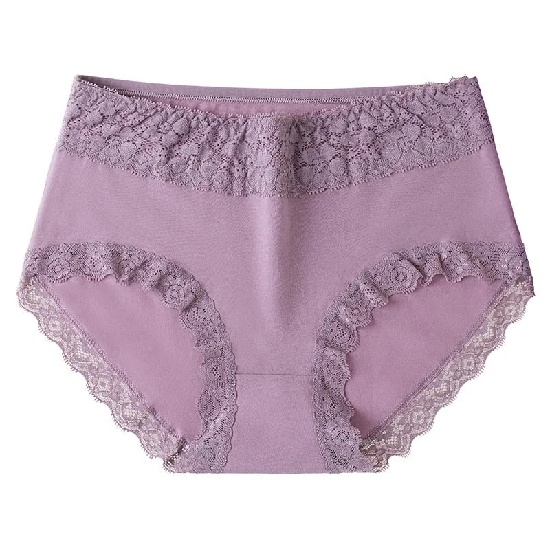 Set of 12 Women's Comfortable Soft Cotton Lace Briefs