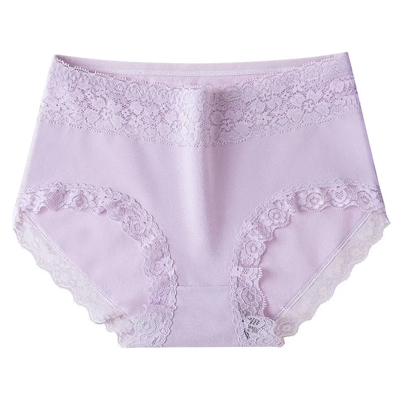 Set of 12 Women's Comfortable Soft Cotton Lace Briefs