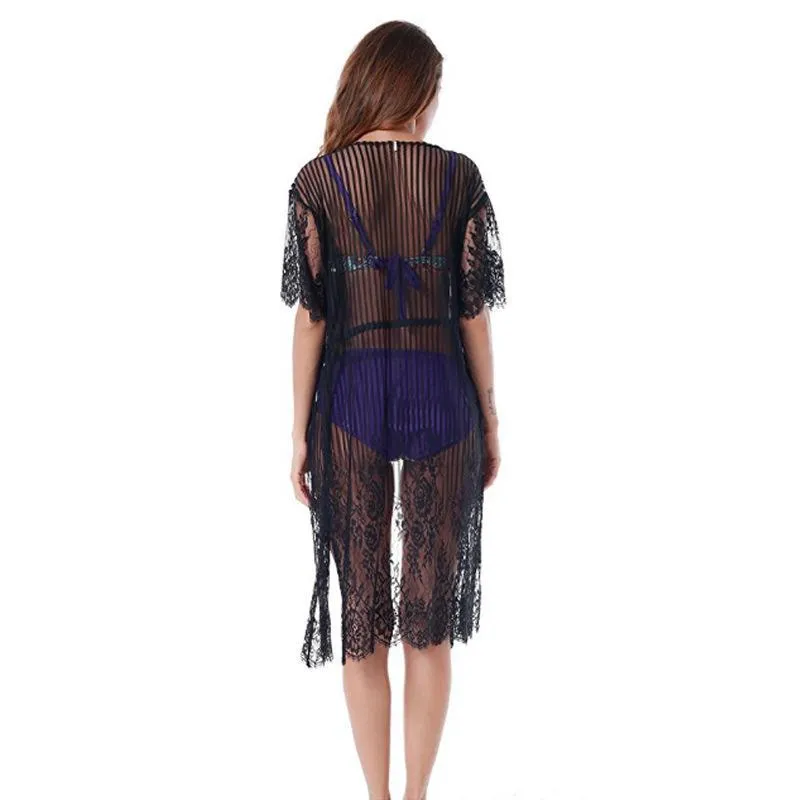 Sexy New Lace Half Sleeve Swimwear Beach Cardigan Bikini Cover Up