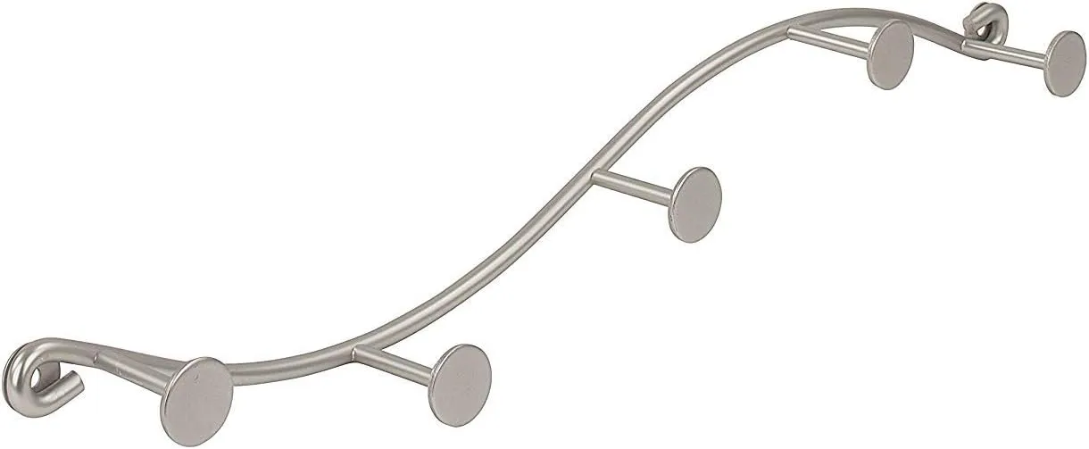 Spectrum Sweep Wall Mount 5-Hook Rack (Satin Nickel) - Wire Storage for Entryway, Bathroom, Backpack, Coat, Jacket, Purse, Belt, Robe, & More / Home Dcor & Apartment Essential
