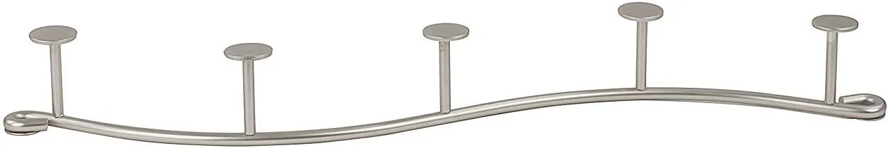 Spectrum Sweep Wall Mount 5-Hook Rack (Satin Nickel) - Wire Storage for Entryway, Bathroom, Backpack, Coat, Jacket, Purse, Belt, Robe, & More / Home Dcor & Apartment Essential