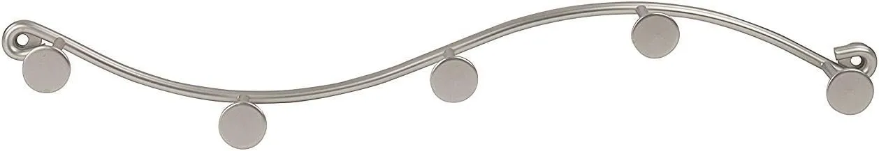 Spectrum Sweep Wall Mount 5-Hook Rack (Satin Nickel) - Wire Storage for Entryway, Bathroom, Backpack, Coat, Jacket, Purse, Belt, Robe, & More / Home Dcor & Apartment Essential