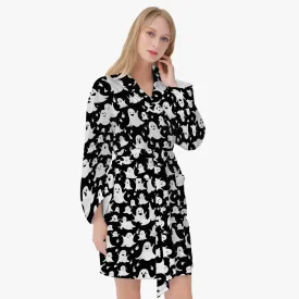 Spooky Ghost Women's Loose-fitting Bathrobe