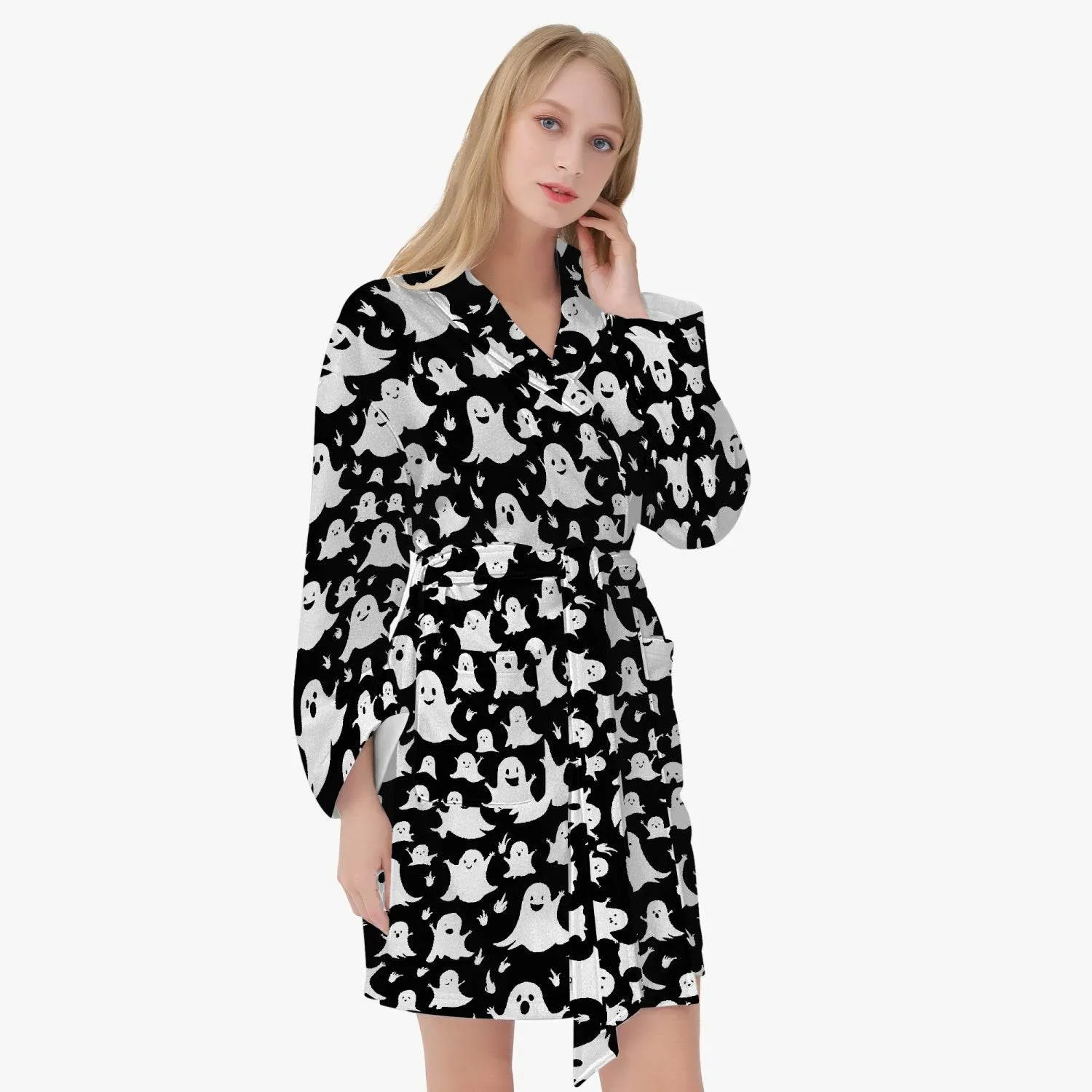 Spooky Ghost Women's Loose-fitting Bathrobe