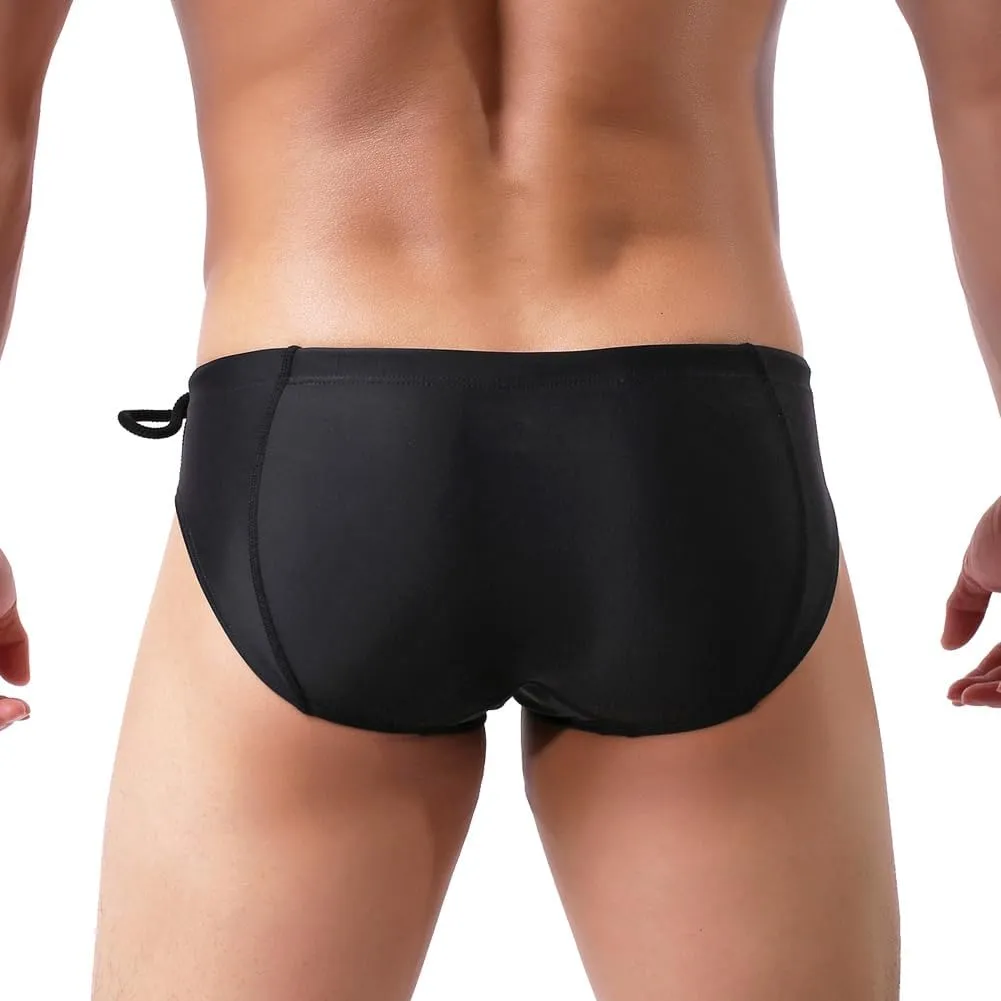 Summer Code Mens Swim Briefs Bikini Sport Swimwear Bathing Suit Solid Sexy Swimsuit with Drawstring