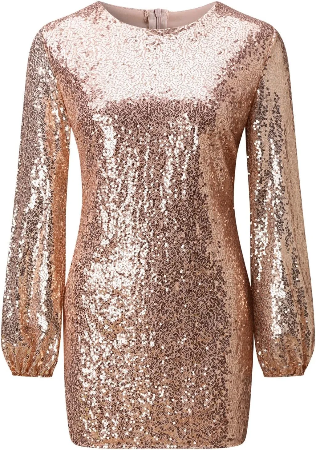 Sunward Women's Sequin Bodycon Dress Long Sleeve Glitter Sparkly Cocktail Dresses High Neck Mini Wedding Guest Party Dress