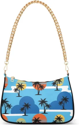 susiyo Shoulder Bag for Women Coconut Palm Tree Small Shoulder Purse Bags Cute Hobo Tote Handbag Mini Clutch Purse