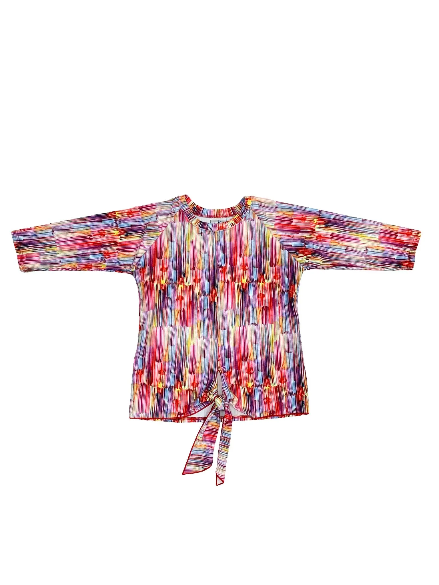 Teen Brush Stroke Front Tie Swim Top