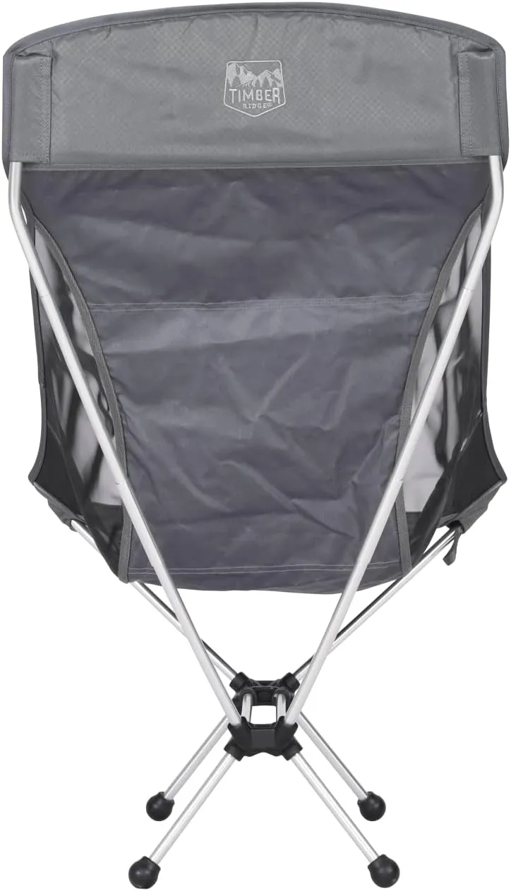 Timber Ridge Lightweight Highback Compact Folding Chair - Portable Comfort for Day Hikes, Beach Trips, & Camping, 300 lbs Support