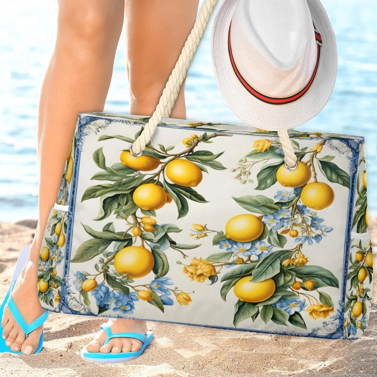 Tote Beach Bag for Women Large Zipper Beach Bags Waterproof Sandproof Cute Owls Gym Swim Pool Travel Bag