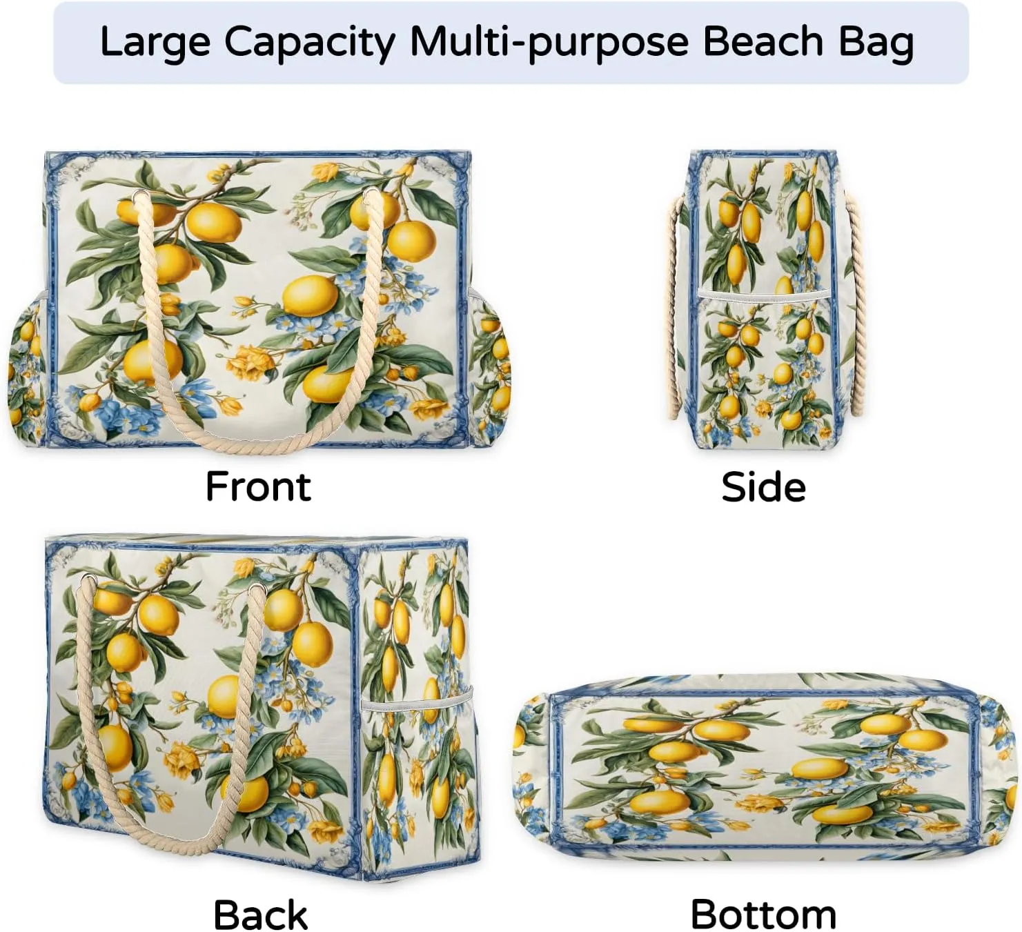 Tote Beach Bag for Women Large Zipper Beach Bags Waterproof Sandproof Cute Owls Gym Swim Pool Travel Bag