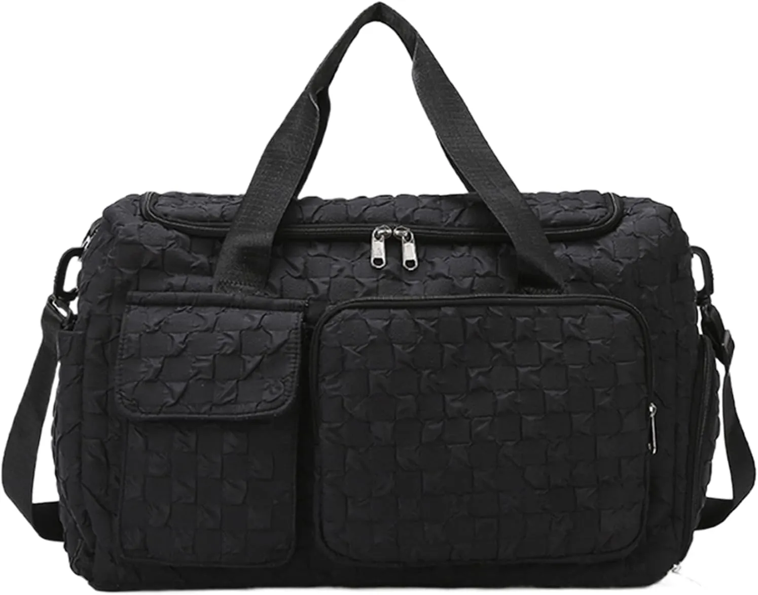 Travel Duffle Bag - Large Camping Trip Pouch,Waterproof Plaid Travel Bag with Shoe Compartment for Camping Swimming Beach Swim Pool Sports Gym