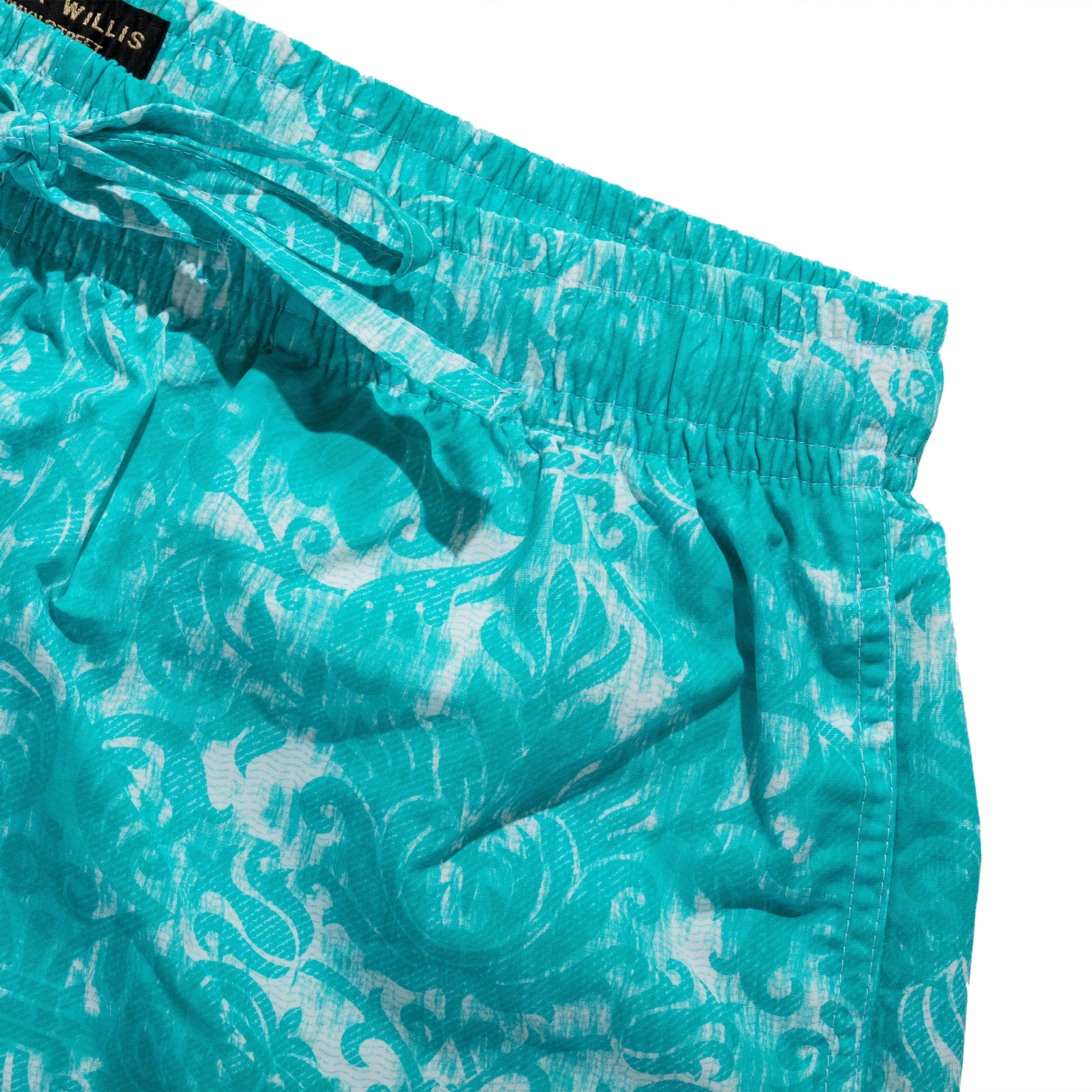 Turquoise Fronds Swimming Trunks